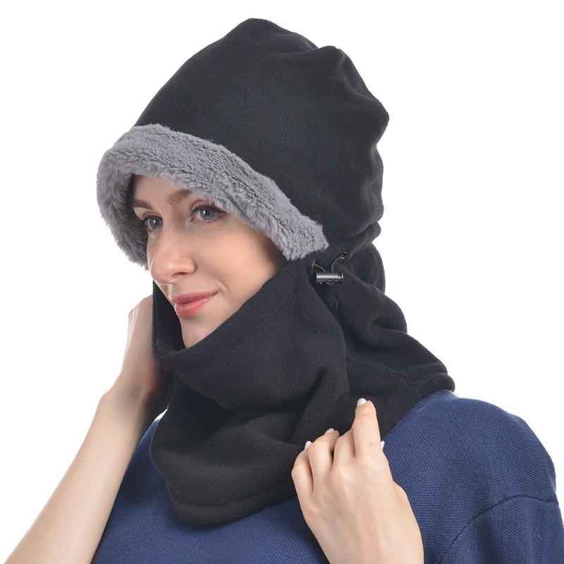 Outdoor Warm Cycling Cold-proof Scarf Integrated Fleece Cap Thickened Winter Hat Men's Winter Women's Pullover Hat