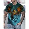 Летняя футболка с принтом волка, огненного дракона, мужская, модная, фестивальная, с круглым вырезом, с коротким рукавом, для улицы, повседневная