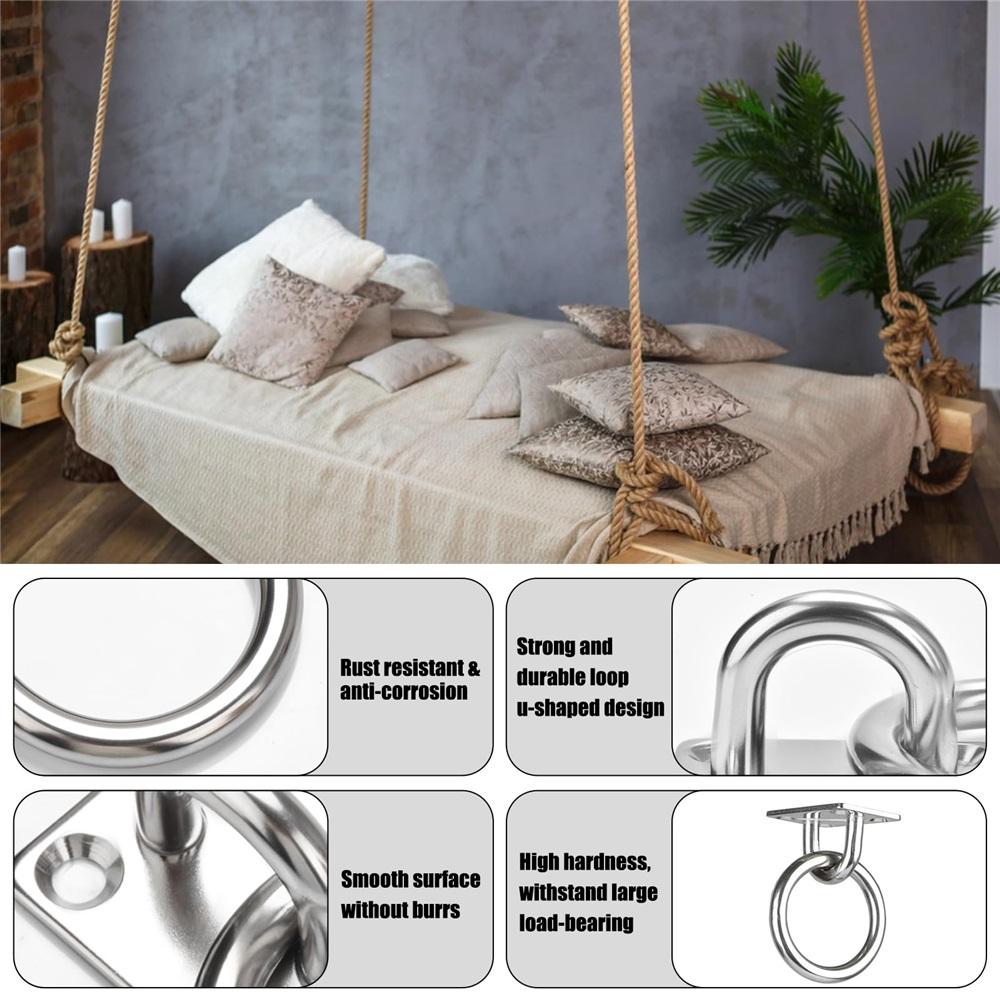 Квадратная проушина из нержавеющей стали 304 – 5/16" (8мм) Крепление-якорь для йога-гамаков, лодочной оснастки, палубного оборудования – Варианты в упаковках по 2/3/4 шт.