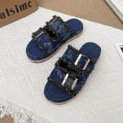 2025Новые Женские Удобные Шлепанцы на Платформе, Спортивные Пляжные Для Ходьбы, Летняя Мода, Джинсовые Повседневные