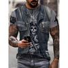 Men's Fashion Hip Hop Cool Skull Head Realistic 3D T-shirt Short Sleeve
