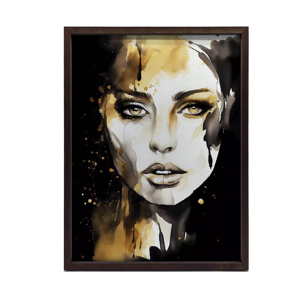 Portret Kobiety - Czerń I Złoto Portret Kobiety - Czerń I Złoto, 30X40 Cm, Rama Aluminiowa Czarna, Papier Matowy 230 Gsm