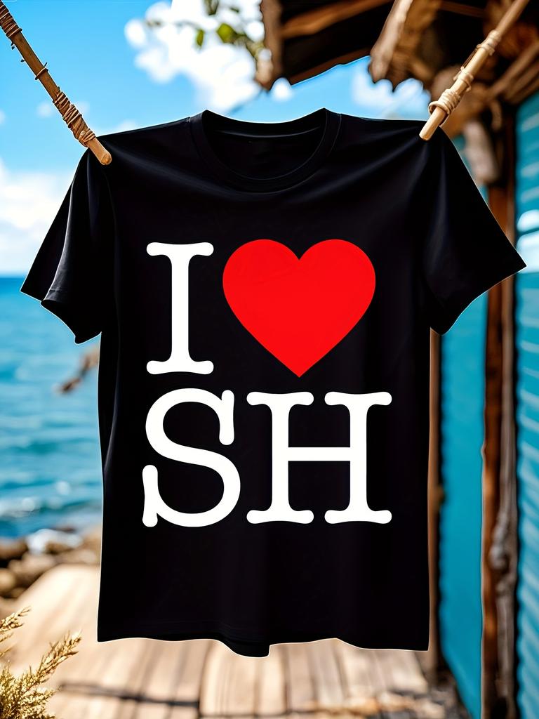 I Love SH Graphic Tshirt Graphic Tshirt - Bold SH Letteri...