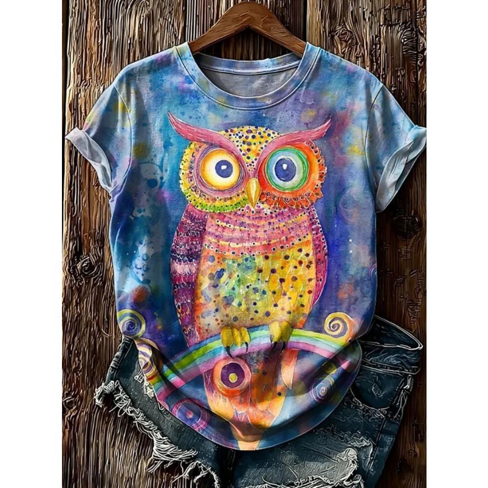 Fashion Women Retro Creative Colored Drawing Print T Shirt Funny Casual O-neck Short Sleeves T-shirt Summer Female Tee Shirt