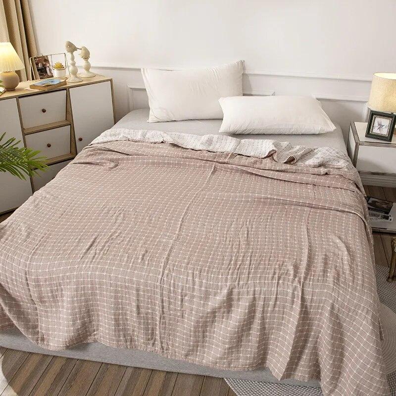 Плед хлопковое одеяло для кровати, марля, тонкое полотенце, одеяло, двуспальная кровать размера «queen-size», покрывало для дивана, простыня, постельное белье, плед на кровати