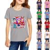 Girls' Round Neck Short Sleeves Christmas Witch Group Print Casual Short Sleeves