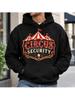 Circus Security Graphic Hoodie, Unisex Casual Pullover Sweatshirt, Long Sleeve Streetwear for Fall and Winter