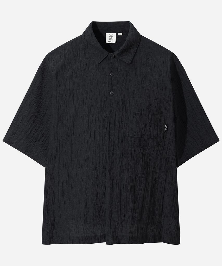 DOD Genkle Crinkle Short Sleeve Polo Shirt (Black)