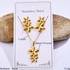 Stainless Steel Gold Plated Irregular Striped Heart-shaped Circular Oval Marine Creature Pendant Necklace Earring Jewelry Set