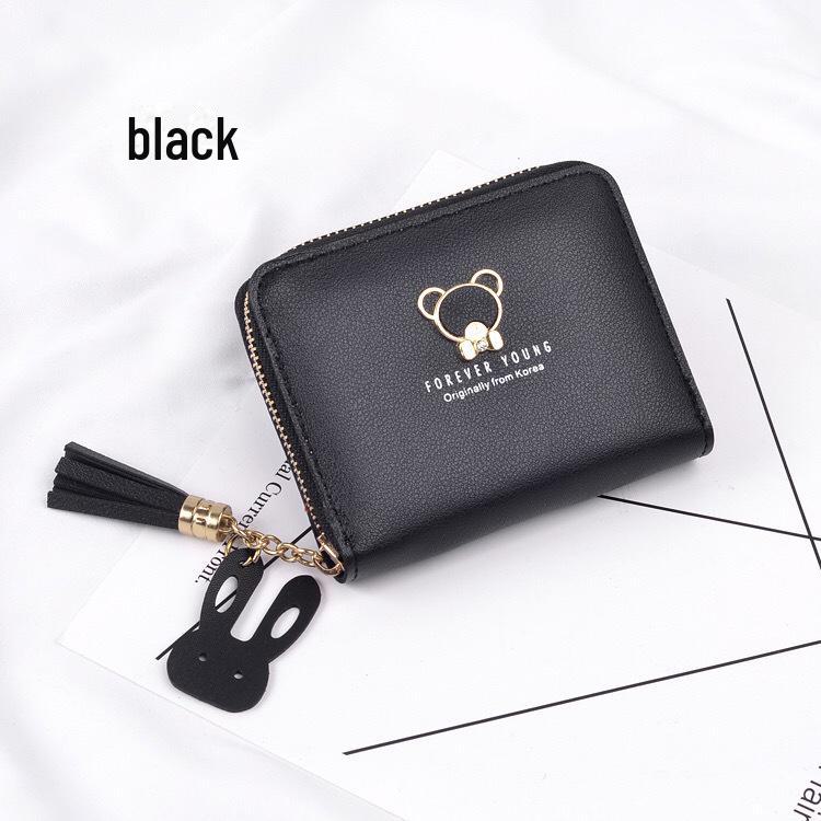 Женский кошелек на молнии с милым медведем 2024 года: Короткий кошелек для монет в японском и корейском стиле с держателем для карт