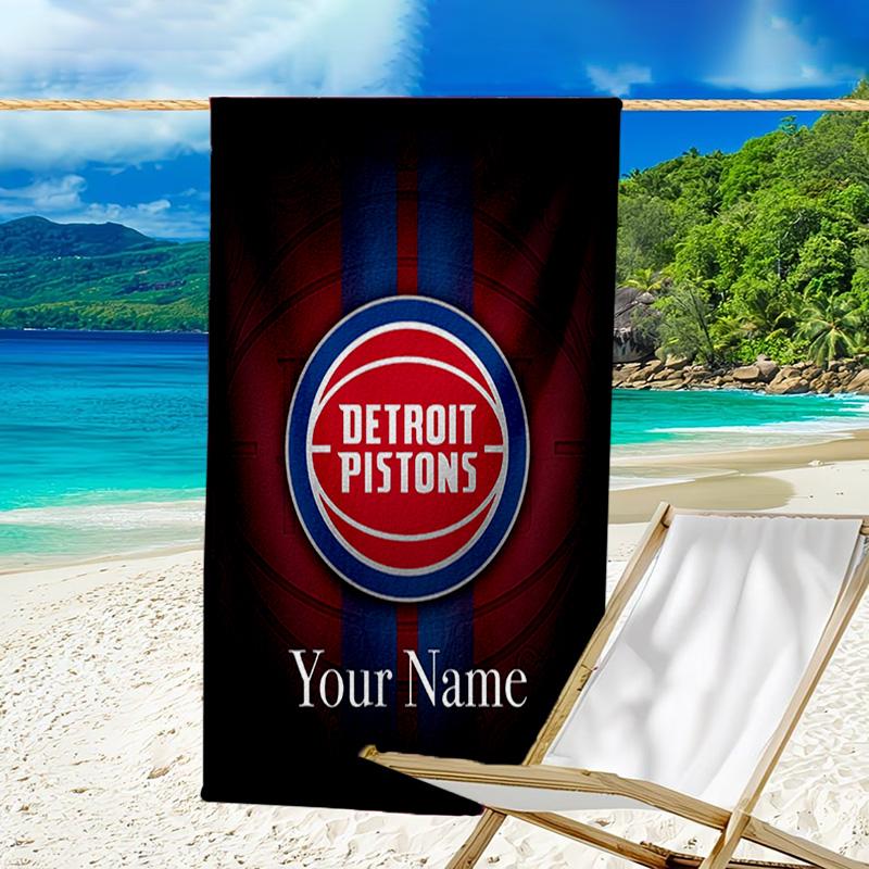 Custom Name Beach Towel Detroit-Pistons Logo Beach Towel, Soft Microfiber, Gift for Her/Him, Birthday, for Pool, Beach, Travel, Fan gifts