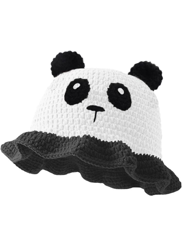 Нейтральная Шапка ручной вязки с мультяшными животными и милыми ушками, в хип-хоп стиле рыбака, с оборками, для вечеринки, косплея