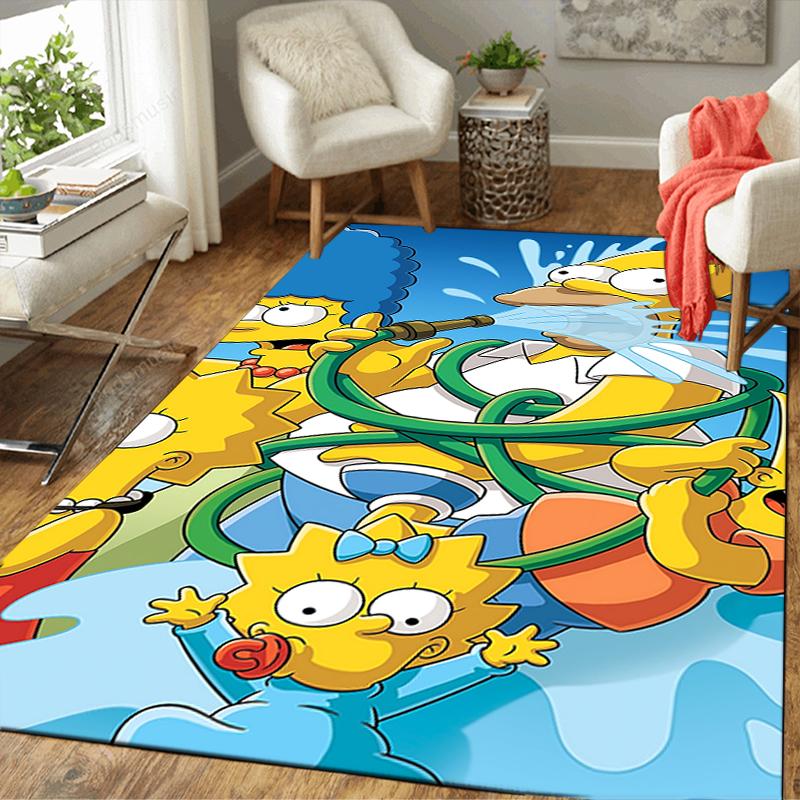 1Pc Simpsons Water Fight Rug Office Carpet Indoor Outdoor Doormat Nonslip Soft Living Room Christmas Halloween Gift D922906