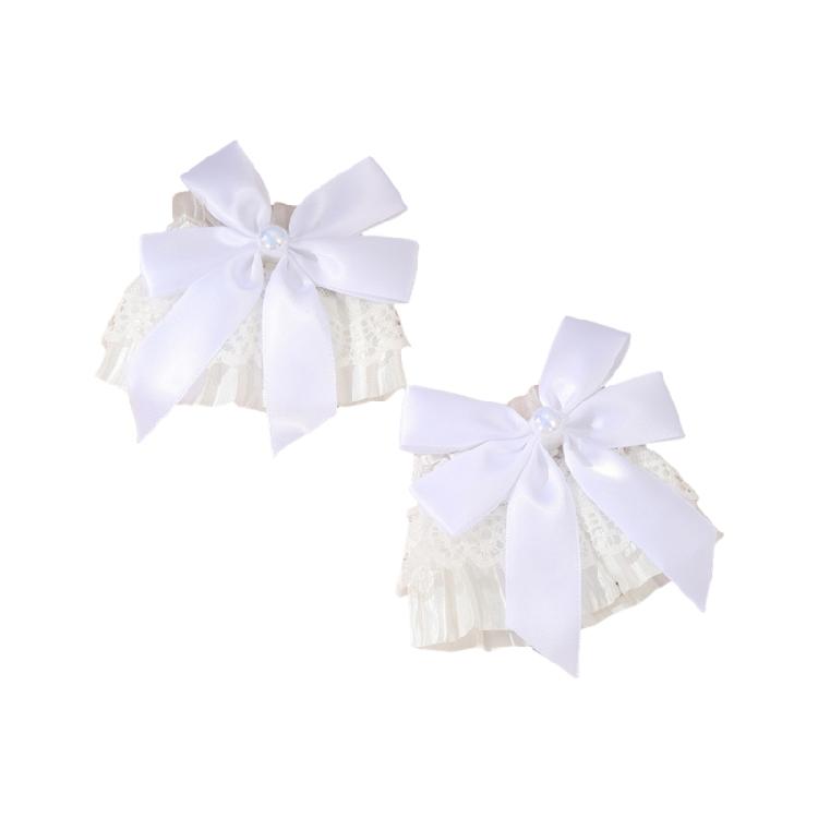 Пара кружевных манжет на запястье для исторических костюмированных вечеринок, декоративный кружевной браслет с бантом для косплея и моды