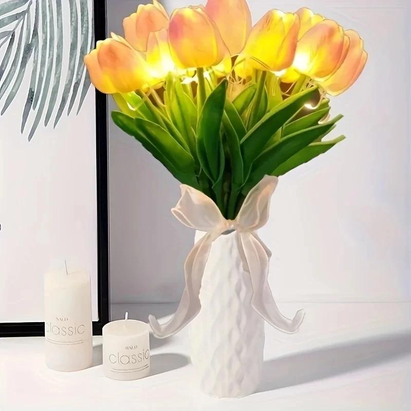 Tulip Simulation Flower Luminous LED Tulip Bouquet Tulip Night Lamp Christmas Gift Valentine's Day Flower Home Decor