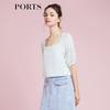 Ports Женский милый топ с круглым вырезом и длинным рукавом
