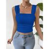 Женский укороченный топ без рукавов с открытым пупком, квадратным воротником и жилетом на бретелях