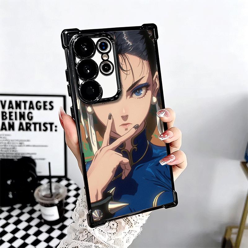 ChunLi S-Street F-FighterS Plating Phone Case For Samsung Galaxy S24 S25 FE S26 Edge S23 Ultra S22 S21 Plus S20 Anti-Fall Airaba