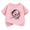 Artistic Horse Graphic Kids Tshirts Summer Short Sleeve Tees Cartoon Animal Boys Girls Clothes Kawaii Tops Y2K Children Tshirt