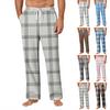 Men's Striped Plaid Print Pocket Casual Pants Home Pajama Pants