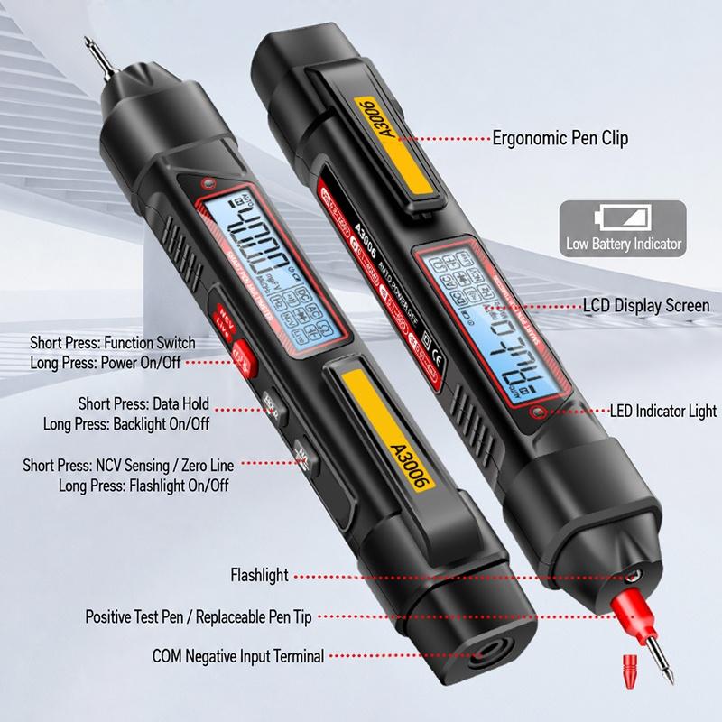 A3006 Mini Pen Type Multimeter Digital Professional 4000 Counts AC/DC Voltage Diode Capacitance Hz Meter Tool