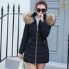 Autumn and Winter Korean Casual Cotton Jacket Medium Long Slim Fit Cotton Jacket with Large Fur Collar and Down Jacket