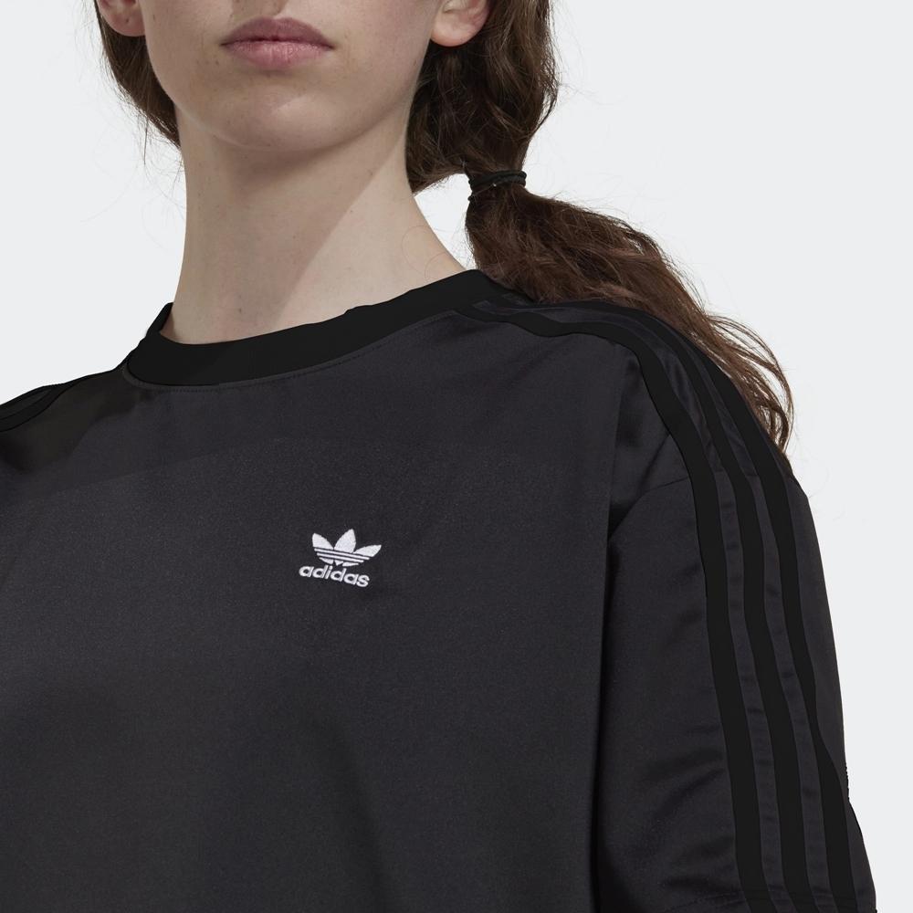 adidas Originals Trefoil SS22 Классическое платье с короткими рукавами и боковыми разрезами с тремя полосками, женское платье черного цвета HK5079