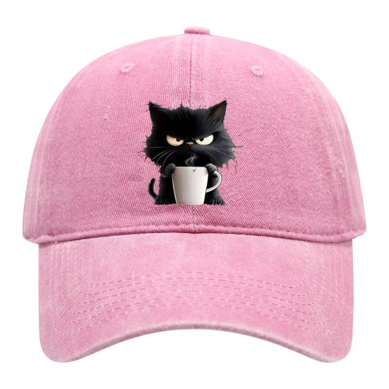Бейсболка с кошачьим узором, регулируемый солнцезащитный козырек, изогнутые поля, солнцезащитная шляпа, унисекс, хип-хоп, повседневный стиль, выстиранная кофейная кепка