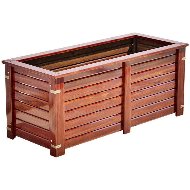 Carbonized Anti-Corrosion Rectangular Wood Planter Box for Balcony & Courtyard