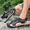 Мода 2025 Модные сандалии Мужские Кожаные Противоскользящие Дышащие Туфли с Мягкой Подошвой Для Мужчин Летние Водные Трекинговые Пляжные Шлепанцы Размер 38-46