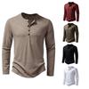 Men's Bamboo Cotton Henley Long-Sleeve T-Shirt - Spring Fashion Casual Top