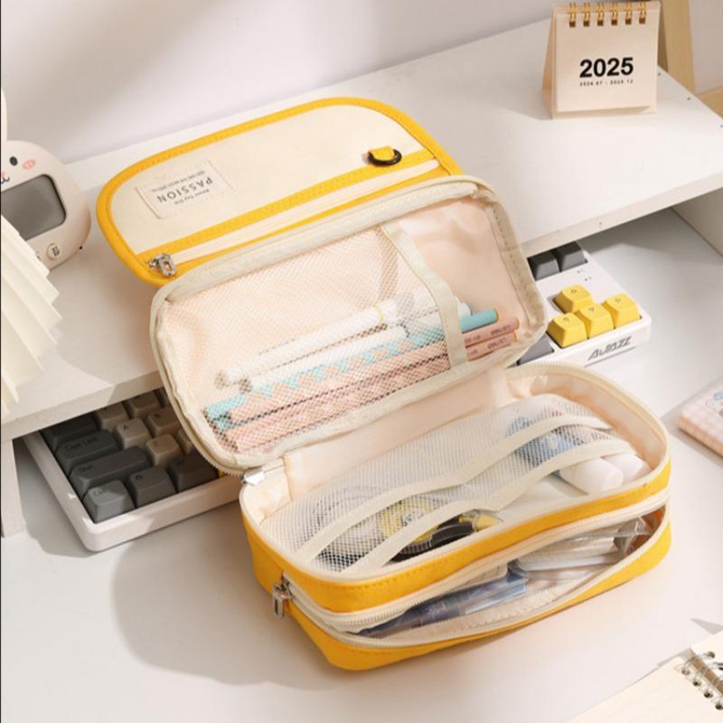 Большая вместительная сумка для канцелярских принадлежностей из цветного холста, многофункциональная коробка для канцелярских принадлежностей, сумка для карандашей для студентов, простая сумка для хранения ручек