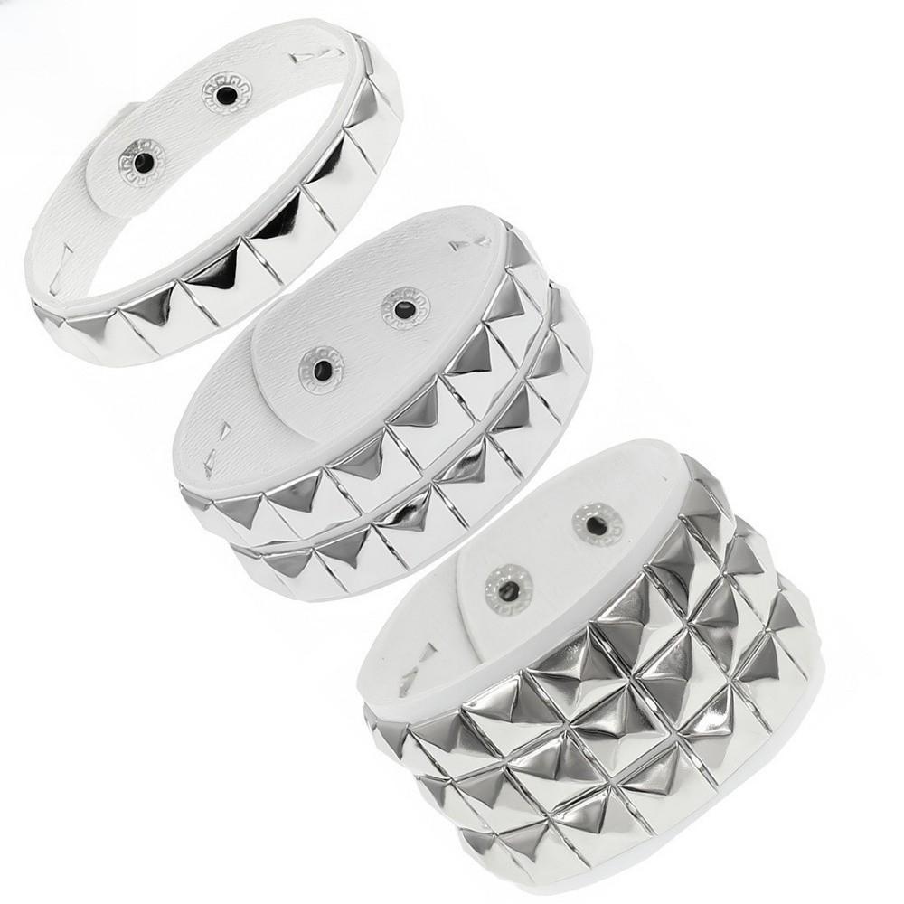 Pu Leather Studded Bracelet Goth Cuff Bangle New Black Wristband Unisex Jewelry