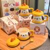 Ins Cute Bread Puppy Mark Water Cup with Lid Spoon Couple Ceramic Coffee Cup Birthday Gift Gift Box