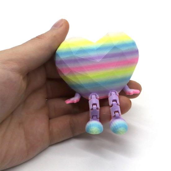 Sitting Heart Ornament Cute Heart Figurine with Movable Legs Home Office Desk Shelf Love Heart Statue Gift for Lovers Friends