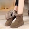 Suede Snow Boots Women's Winter Flat-bottomed All-match Non-slip Cotton Shoes Women's Boots Plus Velvet Thick Warm Short Boots