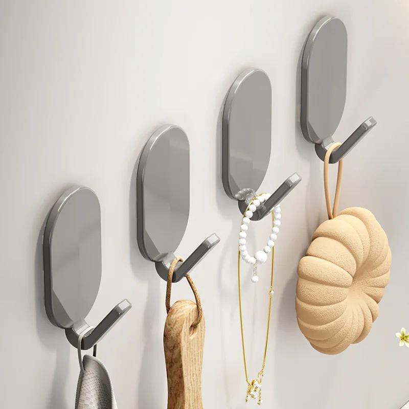 5pcs Strong Self Adhesive Wall Hooks - Key Coat Bag Towel Robe Hanger for Bathroom Kitchen Door Storage