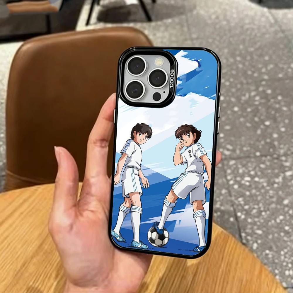 Аниме C-captain T-tsubasa Чехол для телефона для iPhone17,16,15,14,13,12,11 Plus,Pro Max Цветной Серебряное покрытие Внутренняя крышка