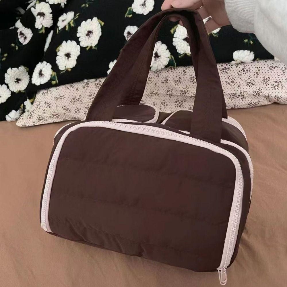 Zipper Closure Cosmetic Handbag Multipocket Design Portable Makeup Pouch Shower Organizer
