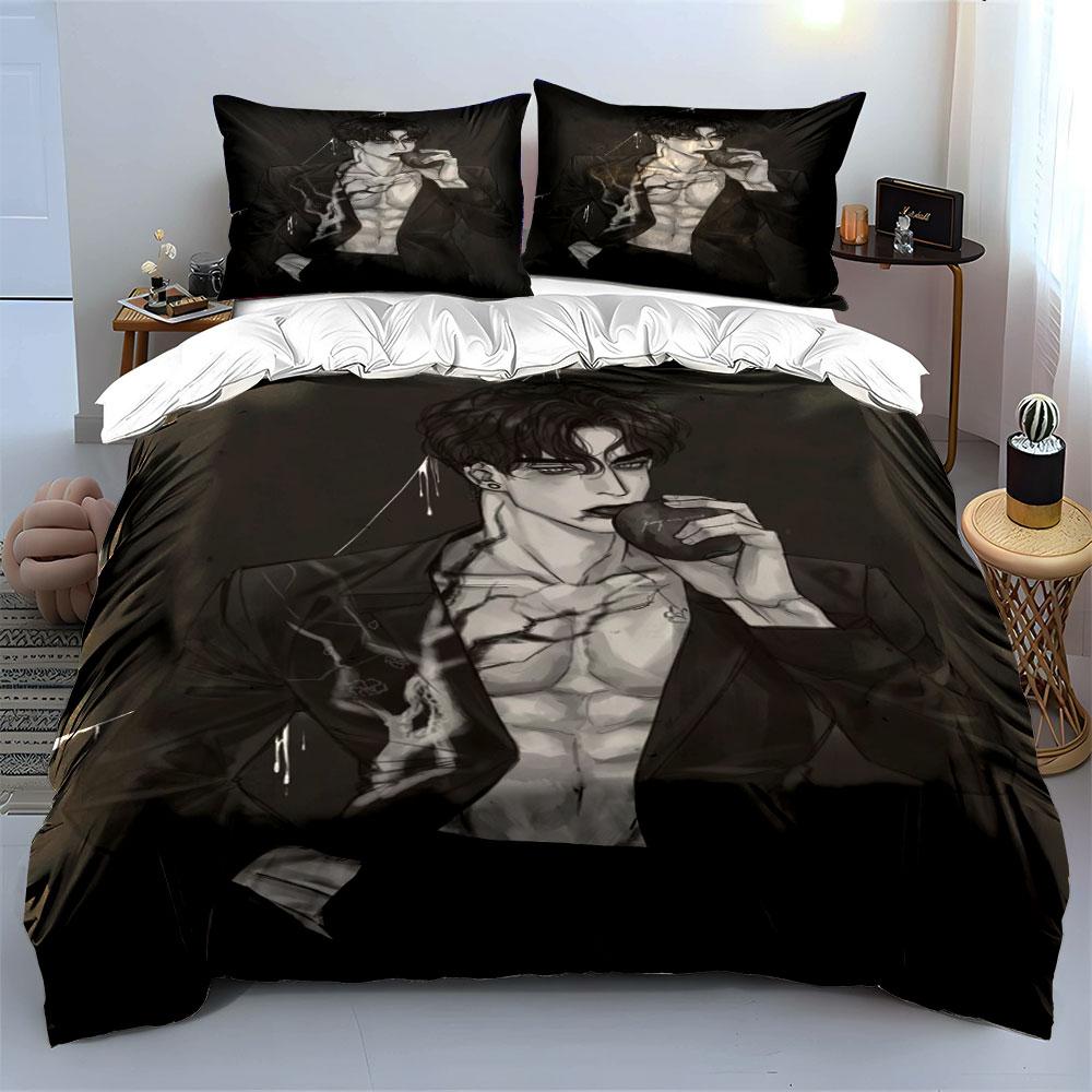 Stylized man holding apple. Bedding sets Duvet cover sets Duvet covers Pillowcases(1*Duvet Cover 2*Pillowcases without duvet insert)