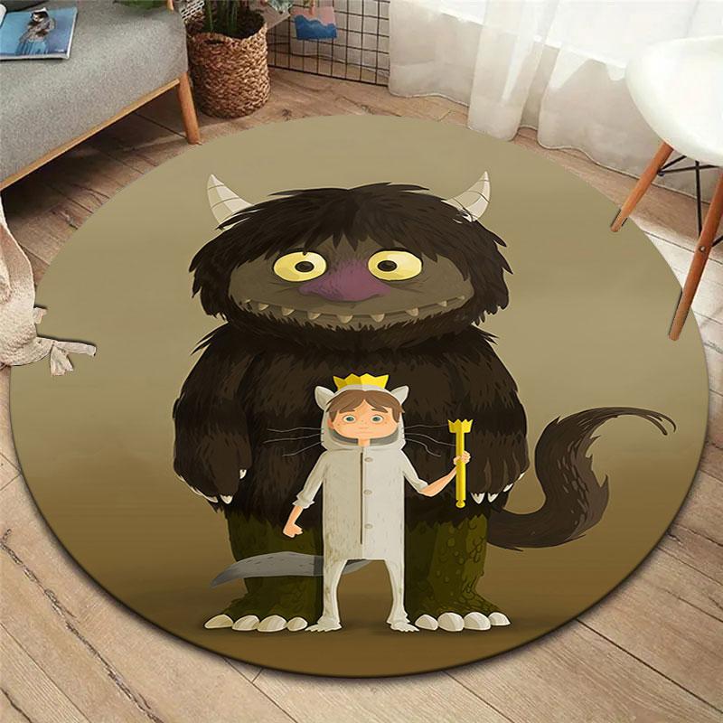 Where the Wild Things Are Round Area Rug,Carpet Rug for Living Room Bedroom Sofa Playroom Decor,Non-slip Floor Mat