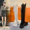 Модные ботфорты до колена для женщин кожаные черные высокие сапоги женские зима 2024 челси осень белые готические y2k высокое качество осень