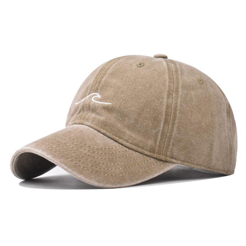 Style Street Urban Hop Hip Vintage Simple Hats For Women Men Snapback Caps Wave Ripple Embroidery Baseball Cap Solid Color Washed Cotton Dad