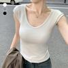Stylish Vest Elegance Fashion Casual H109 Love Collar T-shirt Female Summer White Slim Thin Solid Color Versatile Sleeveless Undershirt Bottoming Tops