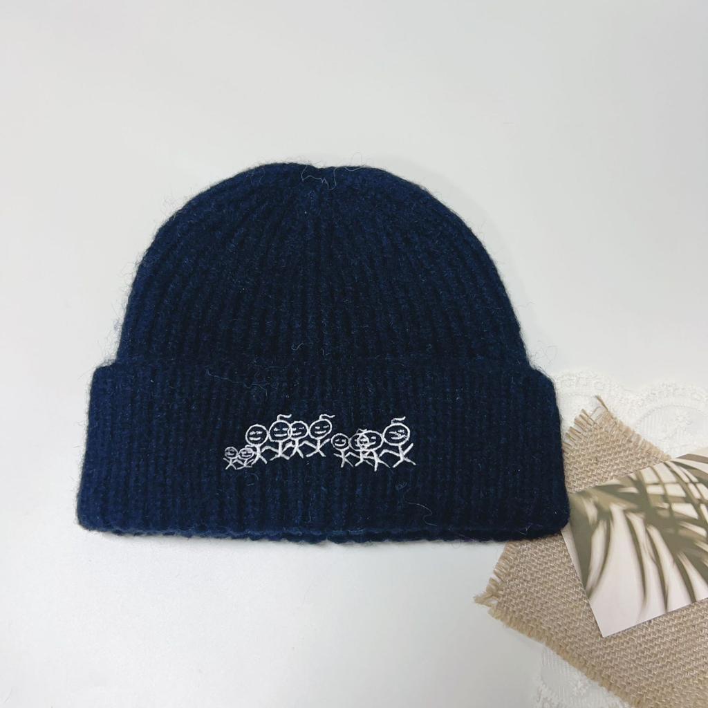Autumn and winter new firewood man wool hat men's and women's embroidered warm knitted hat children's cold hat trendy