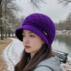Шляпы Женская Мода Универсальная Мамина Шляпа Шерстяная Шляпа Шапка для Защиты Ушей Зимняя Плюшевая Теплая Кепка с Козырьком Вязаная Шапка