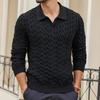 Мужские вязаные топы с лацканами, длинным рукавом, однотонные свитера, узор «косы», зимние, толстые, теплые пуловеры