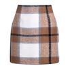 Women's High Waist Plaid Skirt Skinny Pencil Wool  Skirt