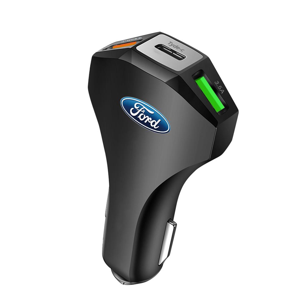 WGL2 USB Car Charger Type C Fast Charging Phone Adapter Socket For Ford Kuga Transit Ecosport Focus Ranger Mondeo Mustang Fusion ST