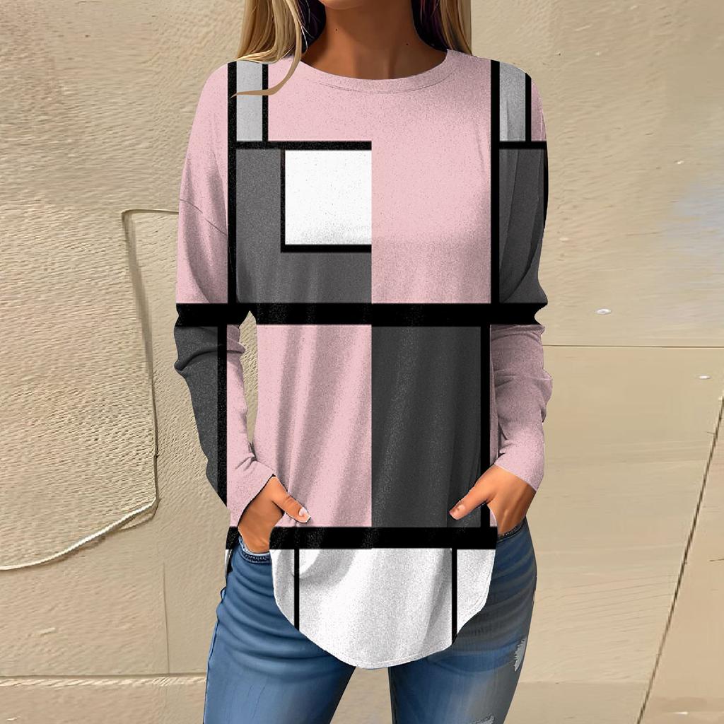 Футболки для женщин, осенние повседневные рубашки с длинными рукавами, толстовка с ретро-принтом, топ, пуловер